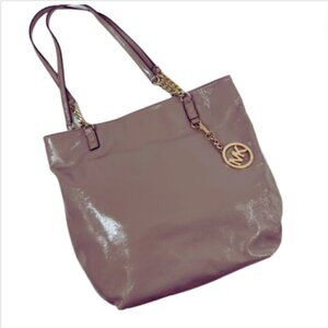 Michael Kors Pink Leather Gold Chain Shoulder Bag